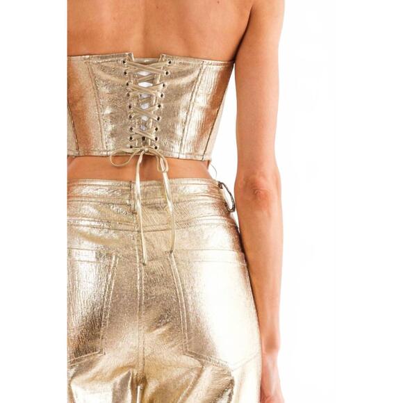 NEW SOFIE THE LABEL leather corset top in gold - Picture 3 of 3